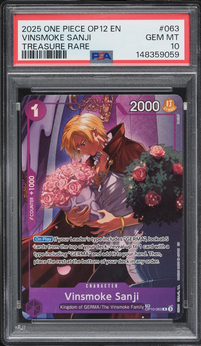 2025 One Piece Legacy Of The Master Treasure Rare Vinsmoke Sanji #OP10-063 PSA 10 GEM MINT