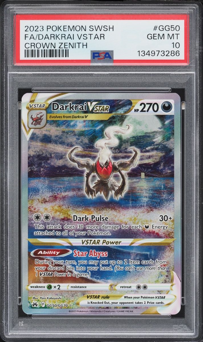 2023 Pokemon Sword & Shield Crown Zenith Full Art Darkrai VSTAR #GG50 PSA 10 GEM MINT