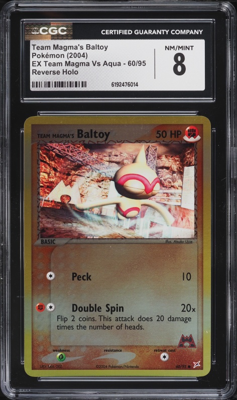 2004 Pokemon EX Team Magma Vs Aqua Reverse Holo Team Magma's Baltoy #60 CGC 8 NM-MT
