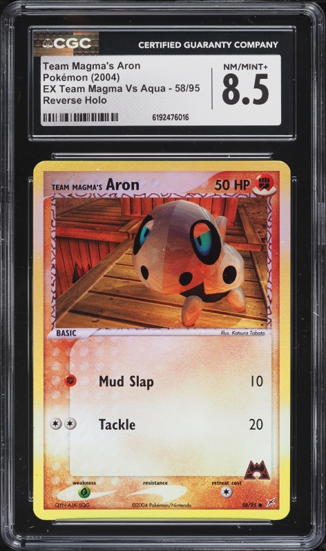 2004 Pokemon EX Team Magma Vs Aqua Reverse Holo Team Magma's Aron #58 CGC 8.5 NM-MT+