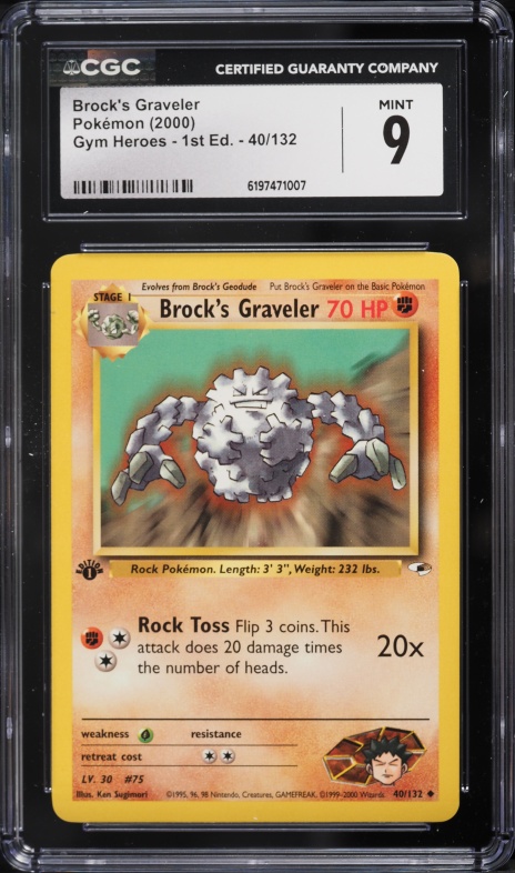 2000 Pokemon Gym Heroes 1st Edition Brock's Graveler #40 CGC 9 MINT