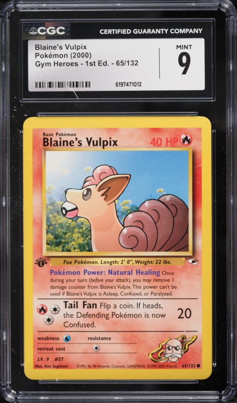2000 Pokemon Gym Heroes 1st Edition Blaine's Vulpix #65 CGC 9 MINT