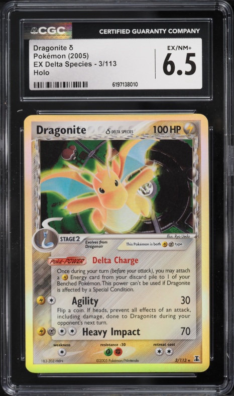 2005 Pokemon EX Delta Species Holo Dragonite #3 CGC 6.5 EXMT+