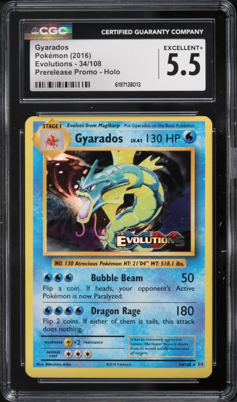 2016 Pokemon Evolutions Prerelease Promo Holo Gyarados #34 CGC 5.5 EX+