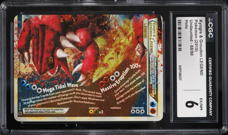 2010 Pokemon HeartGold & SoulSilver Undaunted Holo Kyogre & Groudon LEGEND #88 CGC 6 EXMT