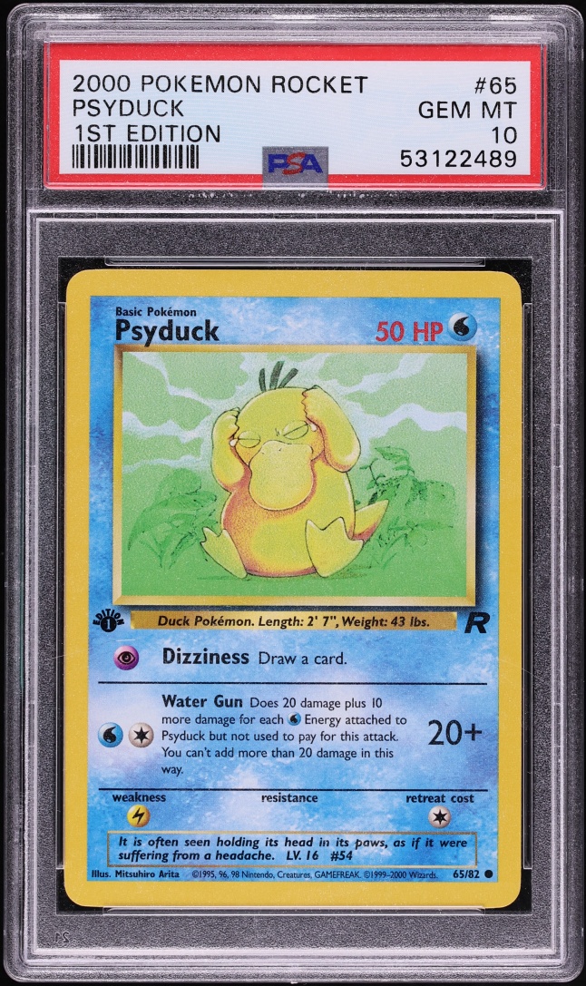 2000 Pokemon Team Rocket 1st Edition Psyduck #65 PSA 10 GEM MINT