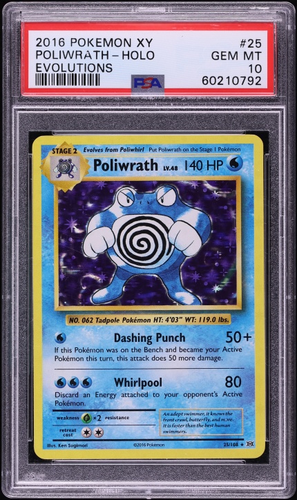 2016 Pokemon XY Evolutions Holo Poliwrath #25 PSA 10 GEM MINT