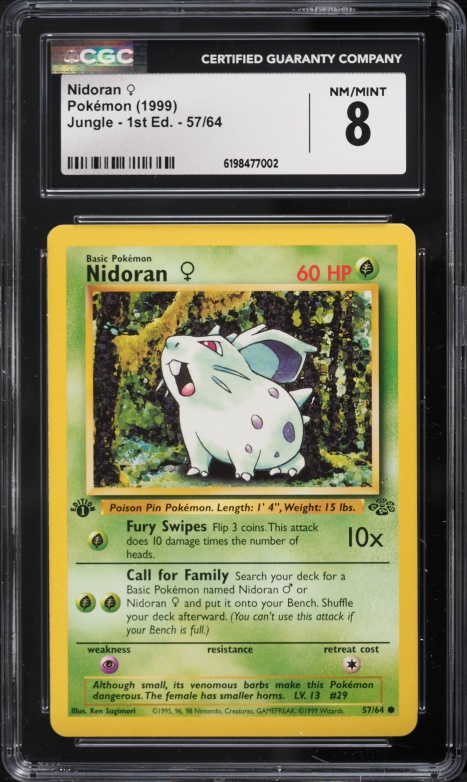 1999 Pokemon Jungle 1st Edition Nidoran #57 CGC 8 NM-MT