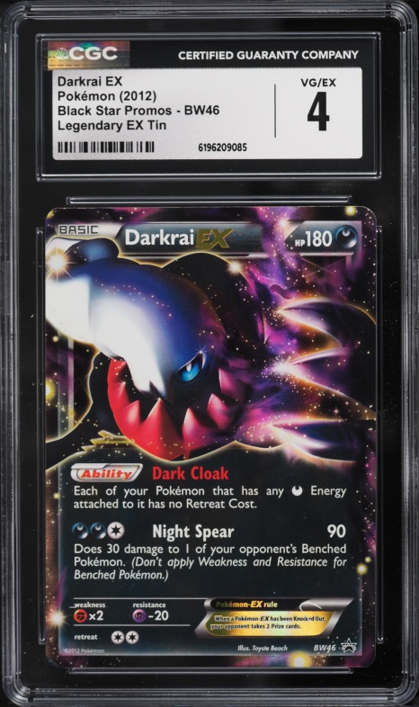 2012 Pokemon Black & White Promo Legendary EX Tin Darkrai Ex #BW46 CGC 4 VGEX