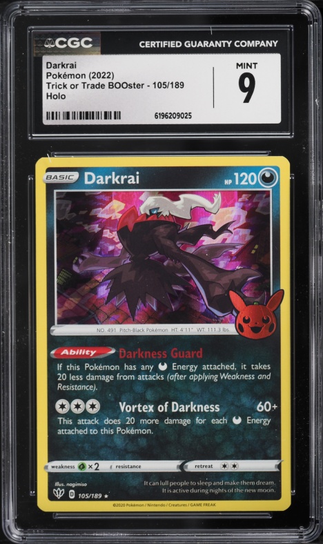 2022 Pokemon Sword & Shield Trick Or Trade BOOster Holo Darkrai #105 CGC 9 MINT
