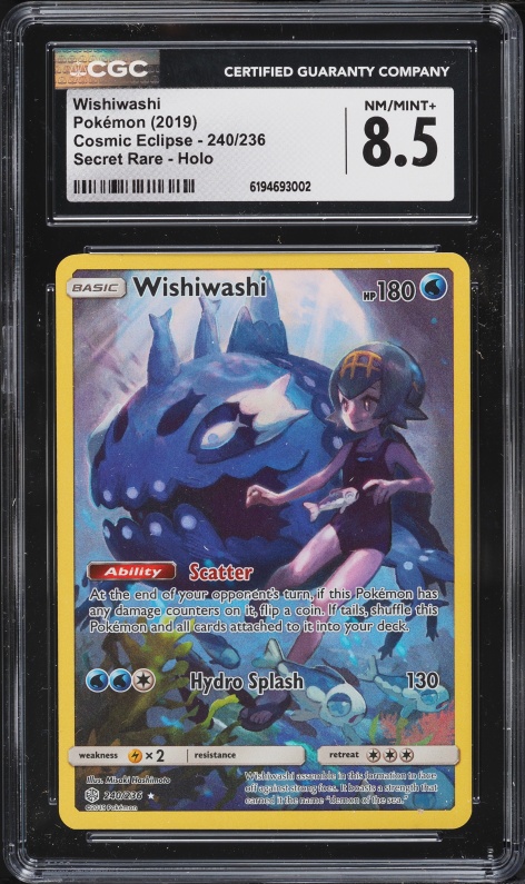 2019 Pokemon Sun & Moon Cosmic Eclipse SEC Wishiwashi #240 CGC 8.5 NM-MT+