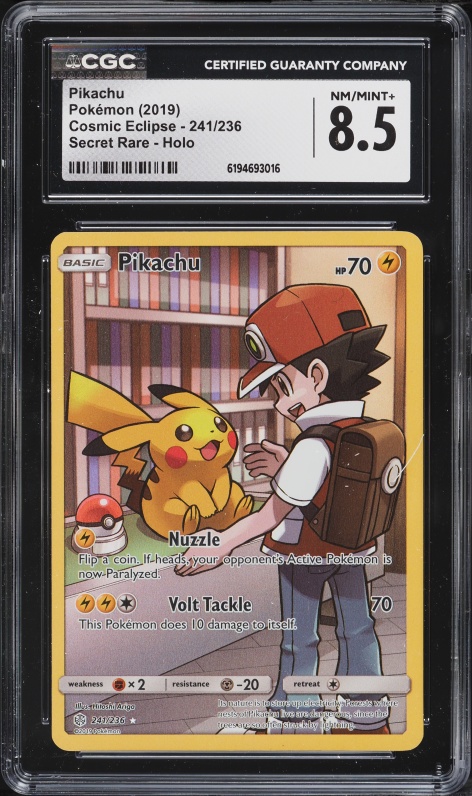 2019 Pokemon Sun & Moon Cosmic Eclipse CHR Pikachu #241 CGC 8.5 NM-MT+