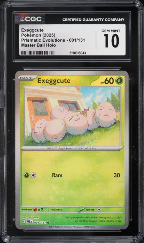 2025 Pokemon Scarlet & Violet Prismatic Evolutions Master Ball Holo Exeggcute #1 CGC 10 GEM