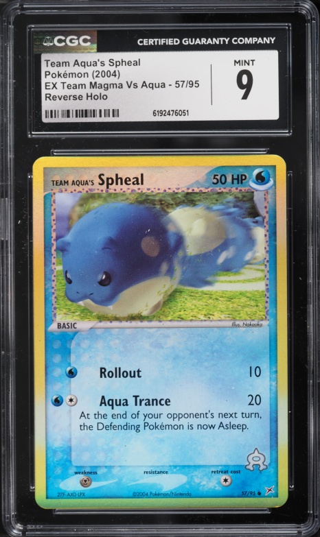2004 Pokemon EX Team Magma Vs Aqua Reverse Holo Team Aqua's Spheal #57 CGC 9 MINT