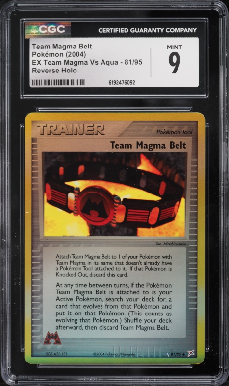 2004 Pokemon EX Team Magma VS Aqua Reverse Holo Team Magma Belt #81 CGC 9 MINT