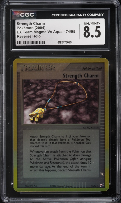 2004 Pokemon EX Team Magma Vs Aqua Reverse Holo Strength Charm #74 CGC 8.5 NM-MT+