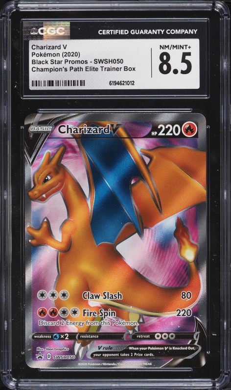 2020 Pokemon SWSH Promo Champion's Path ETB Full Art Charizard V #SWSH050 CGC 8.5 NM-MT+