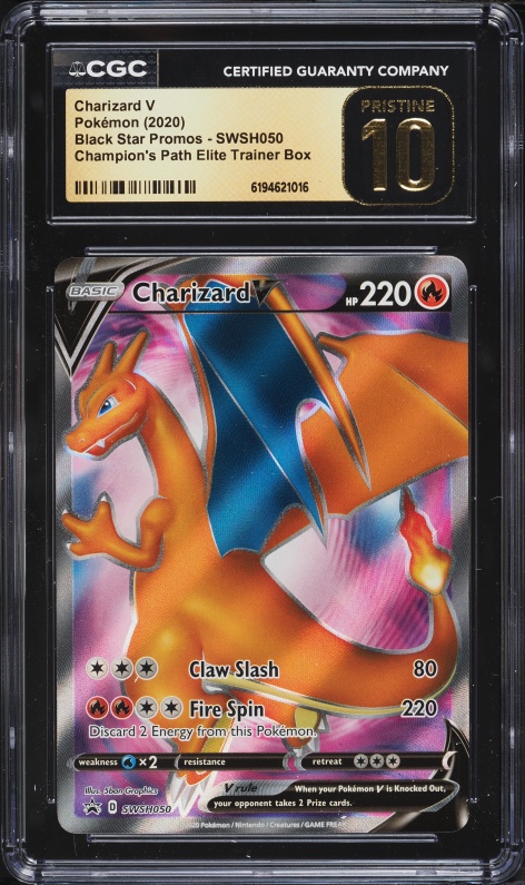 2020 Pokemon SWSH Promo Champion's Path ETB Full Art Charizard V #SWSH050 CGC 10 PRISTINE