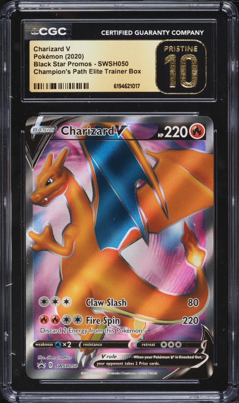 2020 Pokemon SWSH Promo Champion's Path ETB Full Art Charizard V #SWSH050 CGC 10 PRISTINE