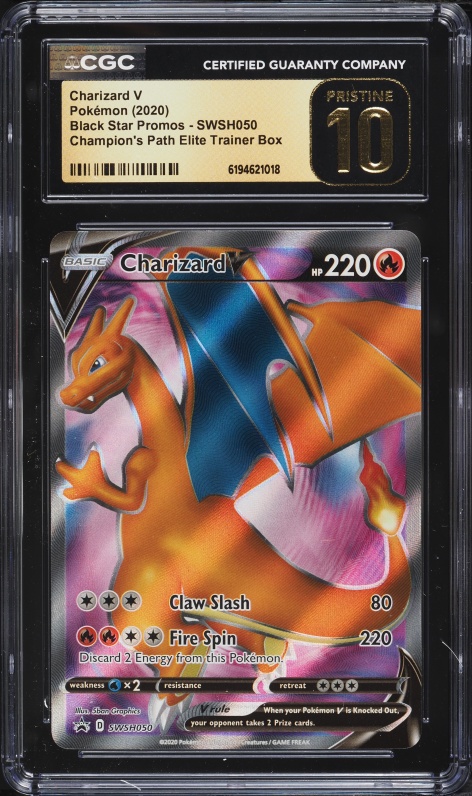2020 Pokemon SWSH Promo Champion's Path ETB Full Art Charizard V #SWSH050 CGC 10 PRISTINE