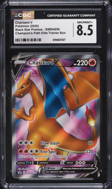2020 Pokemon SWSH Promo Champion's Path ETB Full Art Charizard V #SWSH050 CGC 8.5 NM-MT+