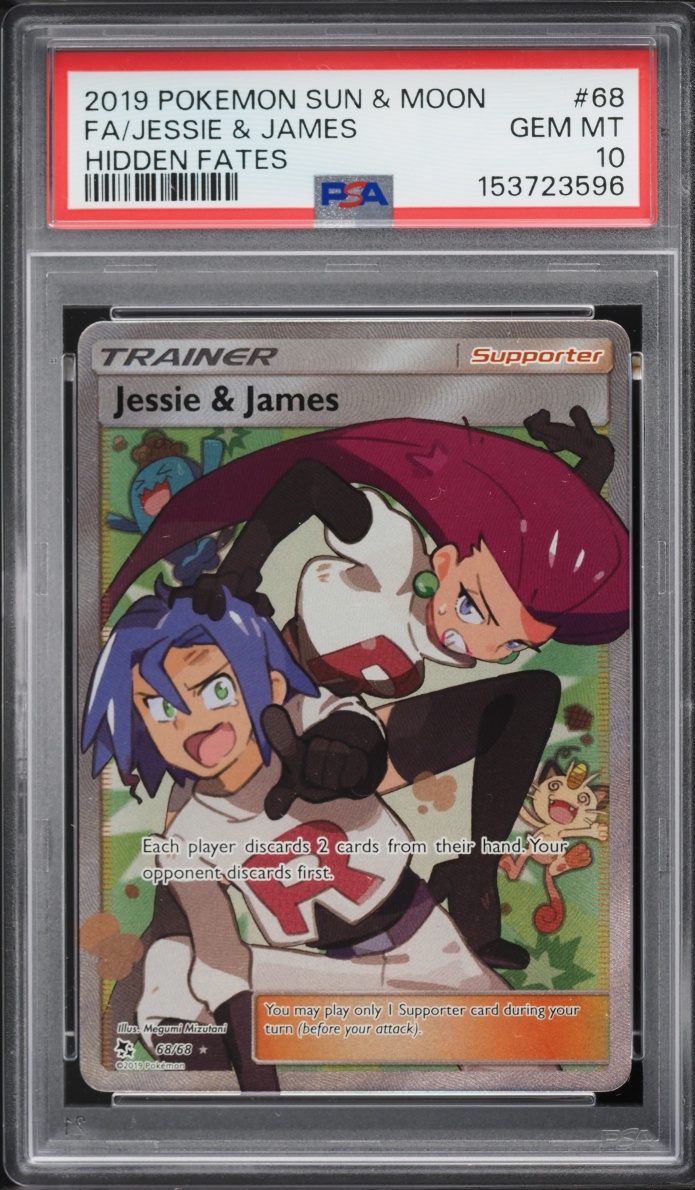 2019 Pokemon Sun & Moon Hidden Fates Full Art Jessie & James #68 PSA 10 GEM MINT