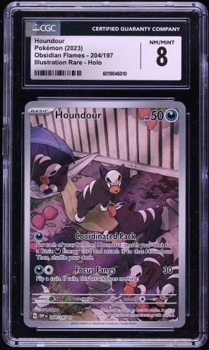 2023 Pokemon Scarlet & Violet Obsidian Flames IR Houndour #204 CGC 8 NM-MT