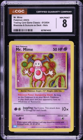 2023 Pokemon Japanese SV TCG Classic Blastoise & Suicune Ex Deck Holo Mr. Mime #13 CGC 8 NM-MT