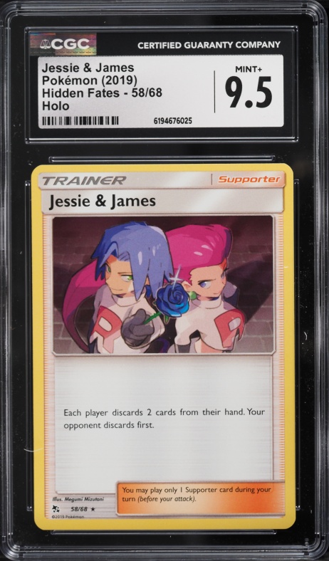 2019 Pokemon Sun & Moon Hidden Fates Holo Jessie & James #58 CGC 9.5 MINT+