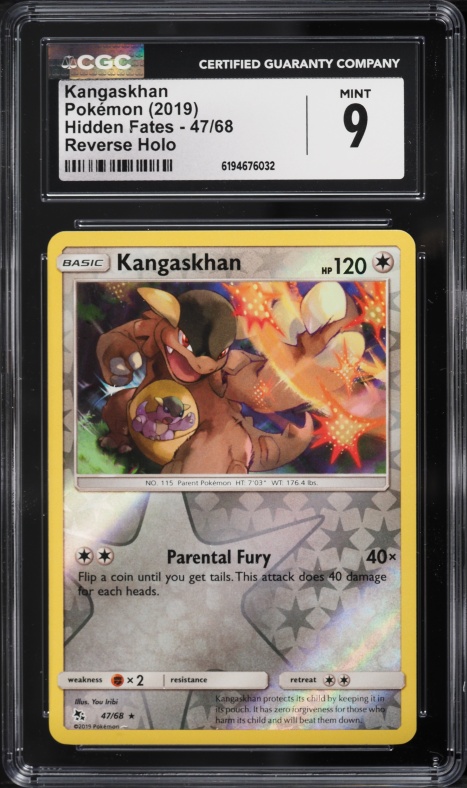2019 Pokemon Sun & Moon Hidden Fates Reverse Holo Kangaskhan #47 CGC 9 MINT