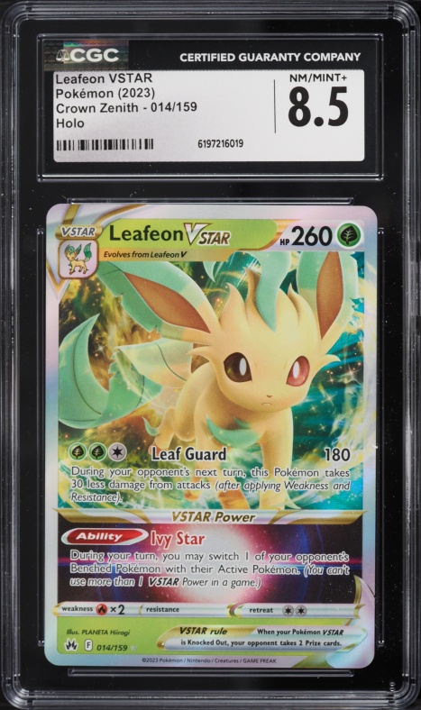 2023 Pokemon Sword & Shield Crown Zenith Holo Leafeon VSTAR #14 CGC 8.5 NM-MT+