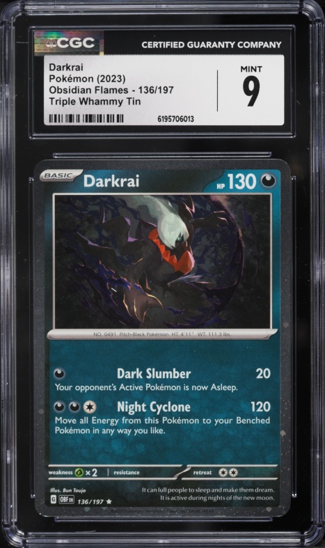 2023 Pokemon Scarlet & Violet Obsidian Flames Triple Whammy Tin Darkrai #136 CGC 9 MINT
