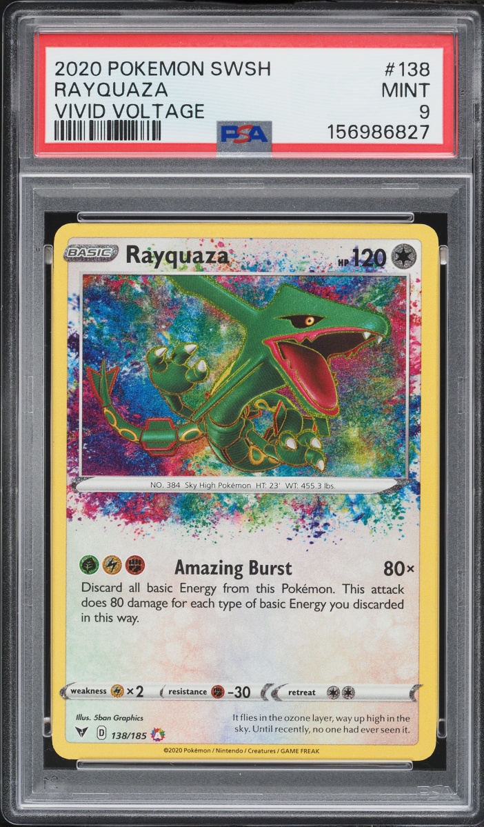 2020 Pokemon Sword & Shield Vivid Voltage Amazing Rare Rayquaza #138 PSA 9 MINT