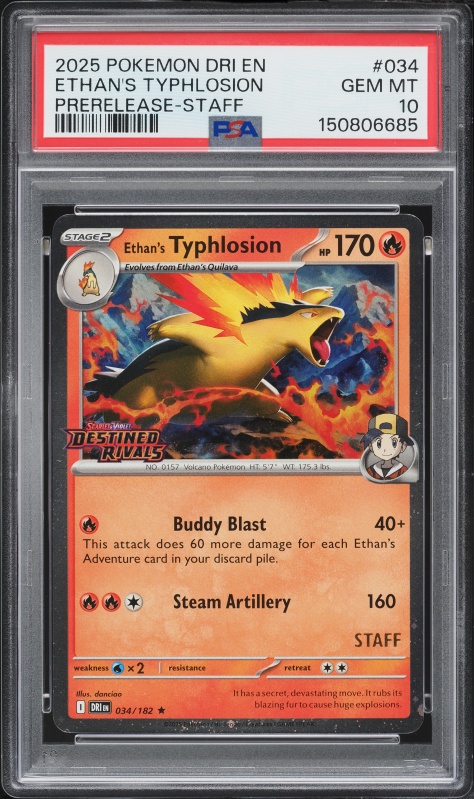2025 Pokemon Scarlet & Violet Destined Rivals Prerelease Staff Ethan's Typhlosion #34 PSA 10