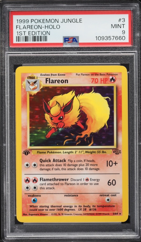 2002 Pokemon Legendary Collection Holo Flareon #10 PSA 7 NRMT on