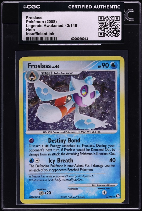 2008 Pokemon Diamond & Pearl Legends Awakened Holo Froslass #3 CGC AUTH