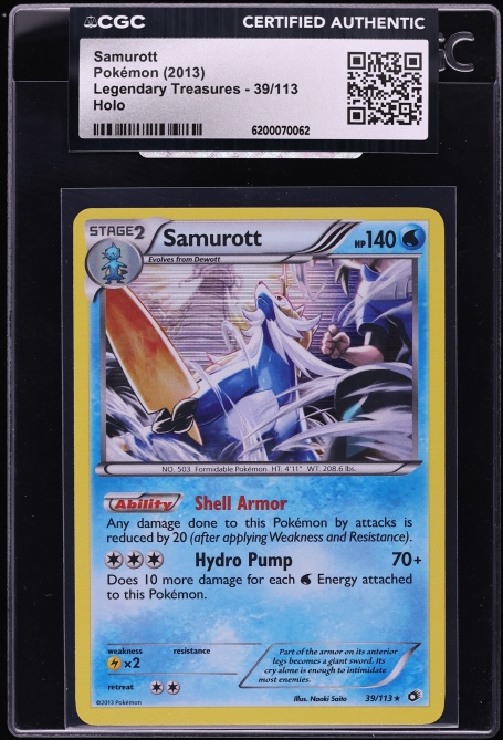 2013 Pokemon Black & White Legendary Treasures Holo Samurott #39 CGC AUTH