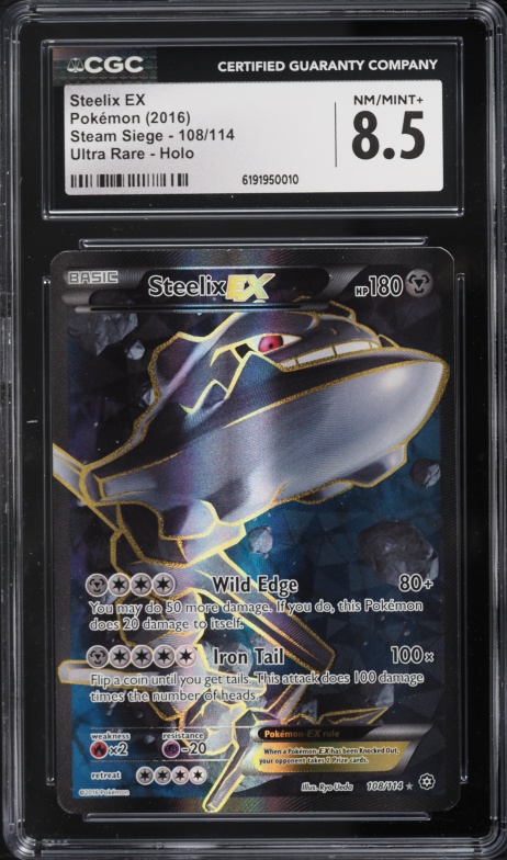 2016 Pokemon XY Steam Siege Full Art Steelix EX #108 CGC 8.5 NM-MT+