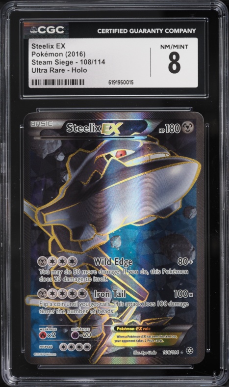 2016 Pokemon XY Steam Siege Full Art Steelix EX #108 CGC 8 NM-MT