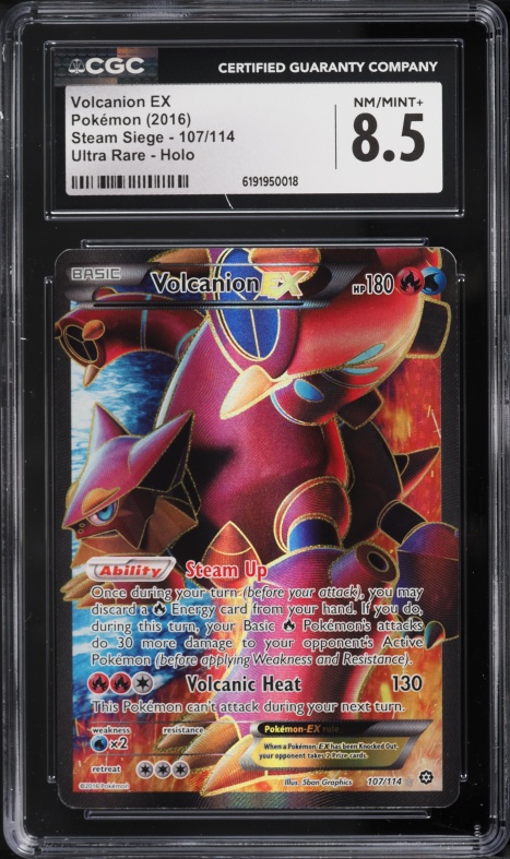 2016 Pokemon XY Steam Siege Full Art Volcanion EX #107 CGC 8.5 NM-MT+