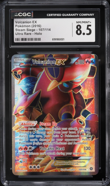 2016 Pokemon XY Steam Siege Full Art Volcanion EX #107 CGC 8.5 NM-MT+