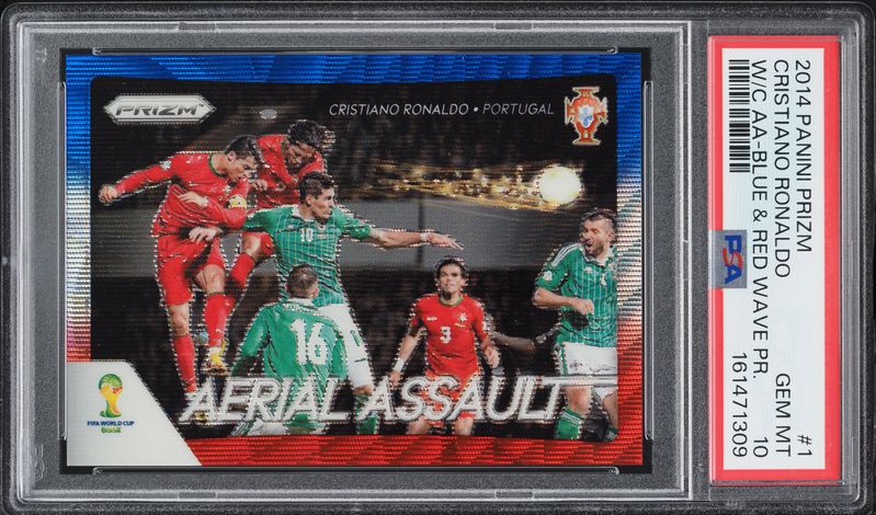 2014 Panini Prizm World Cup Cup Blue Red Wave Cristiano Ronaldo #5