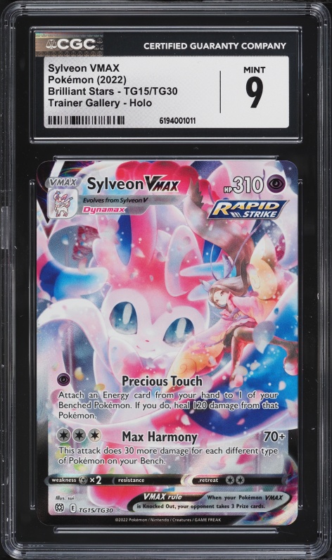 2022 Pokemon Sword & Shield Brilliant Stars Trainer Gallery CHR Sylveon VMAX #TG15 CGC 9 MINT