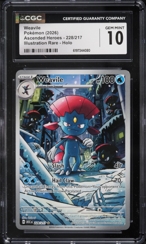 2026 Pokemon Mega Evolution Ascended Heroes IR Weavile #228 CGC 10 GEM MINT