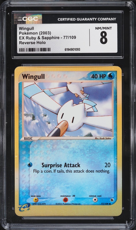 2003 Pokemon EX Ruby & Sapphire Reverse Holo Wingull #77 CGC 8 NM-MT