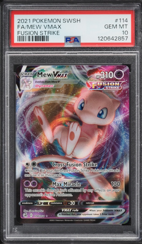 2021 Pokemon Sword & Shield Fusion Strike Full Art Mew VMAX #114 PSA 10 GEM MINT