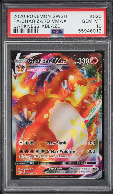 2020 Pokemon Sword & Shield Darkness Ablaze Full Art Charizard VMAX #20 PSA 10 GEM MINT
