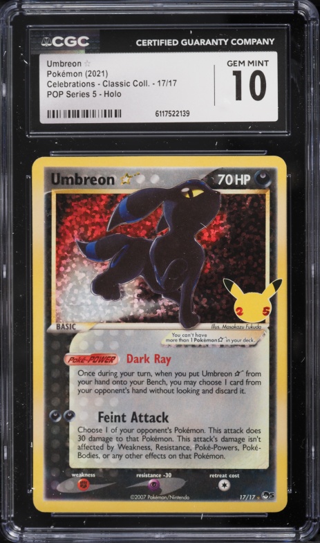 2021 Pokemon SWSH Celebrations POP Series 5 Holo Umbreon Gold Star #17 CGC 10 GEM MINT