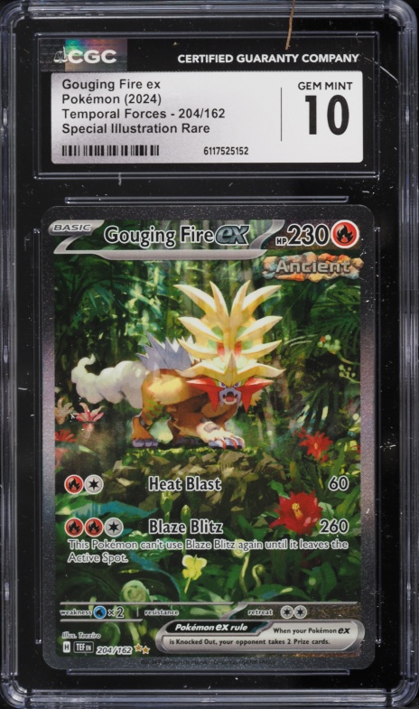 2024 Pokemon Scarlet & Violet Temporal Forces SIR Gouging Fire Ex #204 CGC 10 GEM MINT