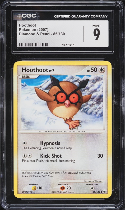 2007 Pokemon Diamond & Pearl Hoothoot #85 CGC 9 MINT